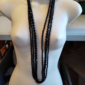 Vintage Long beads necklace 3 rows